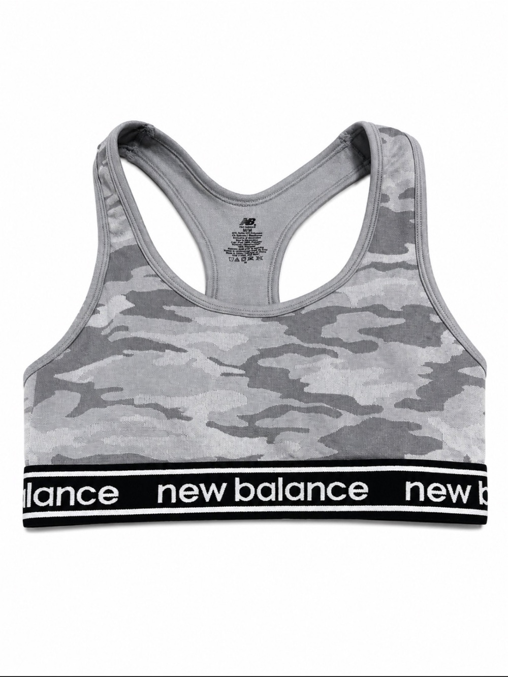 New Balance Gray Camo Sports Bra Women’s Medium M Gray Camouflage Racerback